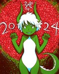 female green_body green_skin horn solo tail nekobungi chinese_zodiac mythology new_year_2024 year_of_the_dragon animal_humanoid dragon dragon_humanoid humanoid mythological_creature mythological_scalie scalie 4:5 hi_res