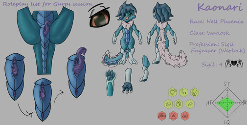 anthro anus blue_body bodily_fluids effects fur genital_fluids genitals green_hair hair male pawpads paws scales solo tail text white_body white_fur kaonari mythology kaonari_(character) avian bird demon hell_phoenix hybrid lizard mythological_creature reptile scalie absurd_res english_text hi_res model_sheet