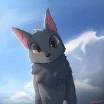 anthro black_body black_fur black_nose brown_eyes cheek_tuft cloud facial_tuft fur head_tuft light looking_at_viewer male outside sky smile solo tuft enginetrap deke_(ittybittykittytittys) bat mammal megabat 1:1 2020 digital_media_(artwork) hi_res lighting shaded signature