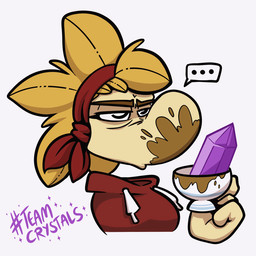 4_fingers accessory big_nose black_eyes blinking blonde_hair brown_eyebrows clothed clothed_female clothed_humanoid clothing container crystal cup ellipsis eyebrows eyelashes female female_humanoid fingers floating_head hair half-closed_eyes hashtag headband holding_container holding_cup holding_object holding_tea_cup hoodie mouth_closed narrowed_eyes pupils red_clothing red_headband red_hoodie red_topwear simple_background solo sparkles speech_bubble tan_body tan_skin tea_cup text topwear unimpressed white_background white_pupils raygirl artfight rayman_(series) ubisoft fan_character raygirl_(character) humanoid raypeople_(rayman) 1:1 2025 animated bust_portrait colored digital_media_(artwork) english_description english_text portrait shaded short_playtime