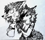 anthro female solo synisterwrath hellsing hellsing_ultimate mythology canid canine mammal mythological_canine mythological_creature werecanid werecanine werecreature werewolf black_and_white hatching_(art) monochrome pen_(artwork) shaded traditional_media_(artwork)