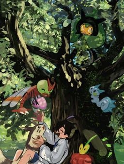 ambiguous_gender black_hair branch eyes_closed fangs feral food fruit fur grass group hair in_tree insect_wings male markings open_mouth paws pecha_berry plant pokemon_berry red_body star_eyes striped_body striped_fur stripes tail teeth tree whisker_markings white_body wings yellow_eyes yellow_sclera oitann nintendo pokemon kieran_(pokemon) arthropod dipplin dragonfly elemental_creature flora_fauna furret generation_2_pokemon generation_4_pokemon generation_9_pokemon human humanoid insect legendary_pokemon mammal ogerpon pachirisu pokemon_(species) rodent sciurid teal_mask_ogerpon yanma 2025 hi_res female_(lore)