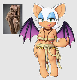 anthro areola areola_slip beaded_jewelry beaded_necklace beads beckoning blue_eyeshadow breasts clothing cute_fangs eyeshadow fangs female fur gesture green_eyes indian_clothing jewelry lipstick looking_at_viewer makeup membrane_(anatomy) membranous_wings navel necklace pink_lipstick religious_clothing simple_background solo teeth white_background white_body white_fur wings cinnachurroz sega sonic_the_hedgehog_(series) rouge_the_bat bat mammal 2024 hi_res reference_image