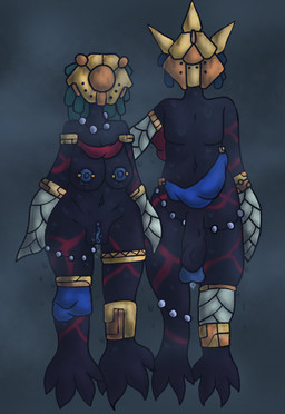 armor bandage black_body bodily_fluids breasts clothed clothing duo female gem genitals headgear helmet jewelry male male/female markings necklace partially_clothed pearl_(gem) pearl_necklace penis sweat vulva delzeta rain_world videocult ancient_(rain_world) humanoid absurd_res hi_res