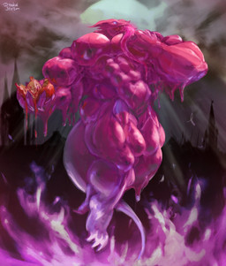abs anthro barazoku biceps big_muscles big_pecs biped claws detailed_background feet fire food fruit glowing glowing_eyes holding_object huge_muscles hyper hyper_muscles juice licking licking_pecs long_tail long_tongue magenta_body male monotone_body muscular muscular_anthro muscular_arms muscular_legs muscular_male muscular_thighs night nipples nude pec_grab pecs pink_body plant pomegranate self_lick sky smile solo solo_focus tail teeth thick_thighs toe_claws tongue tongue_out drakei sombreve demon goo_creature monster digital_media_(artwork) digital_painting_(artwork) full-length_portrait hi_res painting_(artwork) portrait