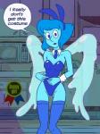 5_fingers biped blue_body blue_skin bunny_costume clothing costume dialogue elemental_manipulation female fingers legwear liquid_wings necktie not_furry solo stockings text unusual_anatomy unusual_wings water water_manipulation water_wings wings furboz cartoon_network steven_universe lapis_lazuli_(steven_universe) alien alien_humanoid gem_(species) humanoid lapis_lazuli_(gem_species) winged_humanoid english_text