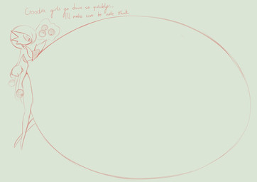 3_fingers abdominal_bulge ambiguous_gender ambiguous_pred ambiguous_prey belly big_belly chest_spike dialogue fingers huge_belly hyper hyper_belly pokeball pseudo_hair side_view spikes spikes_(anatomy) talking_to_self telekinesis text thin_legs vore icecreamsprinkles nintendo pokemon gardevoir generation_3_pokemon humanoid pokemon_(species) english_text hi_res sketch male_(lore)