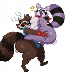 3_toes 4_fingers annoyed anthro anthro_on_anthro balls barefoot belly big_belly big_moobs big_tail black_markings black_nose black_stripes blue_clothing blue_jacket blue_topwear brown_body brown_ears brown_fur brown_hair brown_tail bulge butt butt_grab butt_squish carrying_another clothed clothing cloud dipstick_ears duo ear_markings emanata facial_markings feet femboy fingers fluffy fluffy_tail frown fur genitals glistening glistening_body glistening_butt glistening_eyes glistening_legs glistening_moobs glistening_skin glistening_tail glistening_thighs gloves gloves_(marking) grey_balls grey_body grey_ear_tips grey_fur grey_markings grey_tail hair hand_on_butt handwear happy head_markings holding_another huge_tail humanoid_hands jacket kerchief leg_markings leotard male male/male markings mask_(marking) moobs multicolored_body multicolored_ears multicolored_fur nails narrowed_eyes neckerchief neckwear nude one_eye_closed open_mouth open_smile overweight overweight_anthro overweight_male pupils purple_eyes purple_tongue red_clothing red_eyes red_gloves red_handwear red_kerchief red_sclera shadow shortstack shortstack_male simple_background smile snout socks_(marking) squish striped_markings striped_tail stripes tail tail_markings thick_thighs toes tongue topwear two_tone_body two_tone_fur two_tone_tail white_background white_pupils white_sclera wide_hips sssonic2 guardians_of_the_galaxy indigo_park marvel marvel_rivals rambley_raccoon rocket_raccoon mammal procyonid raccoon 2025 colored digital_drawing_(artwork) digital_media_(artwork) hi_res shaded