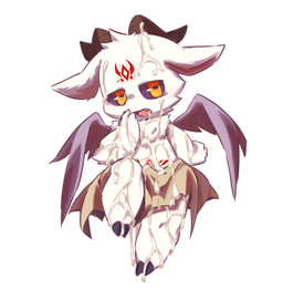 anthro biped bodily_fluids bukkake cum cum_covered cum_on_arm cum_on_body cum_on_face cum_on_leg fur genital_fluids heart_eyes heart_symbol horizontal_pupils kemono male messy pupils shota solo white_body white_fur wings young young_anthro young_male a_(deleted_pixiv) ra_tenpu bovid caprine demon goat mammal source_request unavailable_at_source