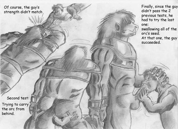 arm_wrestling balls big_penis bodily_fluids butt clothed clothing cum cum_in_mouth cum_in_vagina cum_inside dominant duo erection eyes_closed genital_fluids genitals hair hand_on_another's_head head_in_ass human_on_humanoid interspecies larger_dom larger_humanoid male male/male oral penis size_difference smaller_human teeth text bigbadbear ragor_(bigbadbear) human humanoid mammal orc comic graphite_(artwork) greyscale monochrome multiple_scenes traditional_media_(artwork)