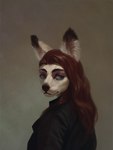 anthro blue_eyes brown_hair clothed clothing female hair jacket long_hair solo topwear bra1neater canid canine fox mammal 2022 3:4 digital_media_(artwork) headshot_portrait hi_res portrait