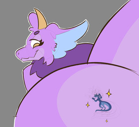 anthro antlers blue_body blue_ears blue_paws butt butt_focus cuddling dewlap_(anatomy) duo extreme_size_difference eyelashes eyes_closed female fluffy fluffy_ears fur fur_markings happy horn larger_female long_eyelashes looking_back lying macro male male/female markings micro multicolored_body multicolored_fur nude on_front pink_body pink_fur purple_body purple_fur raised_tail resting_on_partner romantic romantic_couple shrinking shrunk size_difference size_transformation smaller_male smile sparkles tail transformation two_tone_body yellow_eyes yellow_horn digitalscales mythology drak_(digitalscales) petal_(dapperhedgehog) dragon eastern_dragon fairy_dragon furred_dragon furred_scalie lizard mythological_creature mythological_scalie reptile scalie wingless_dragon absurd_res colored_sketch hi_res sketch