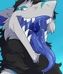 ambiguous_form ambiguous_gender bodily_fluids long_tongue looking_at_viewer mouth_shot neck_tuft open_mouth open_smile saliva smile solo tongue tongue_out tuft uvula rindeadsong king_chulapa sergal hi_res