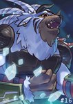 ambiguous_gender anthro brown_body brown_fur ear_piercing ear_ring fist fur horn male muscular muscular_anthro muscular_male pecs piercing ring_piercing solo white_body white_fur cwdwcwdw bandai_namco digimon digimon_frontier digimon_(species) korikakumon absurd_res hi_res