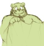 anthro beard bedding blanket facial_hair kemono male overweight overweight_anthro overweight_male simple_background solo white_background kita_9999 love_mechanic tom_(lm) bear mammal 2016 hi_res sketch