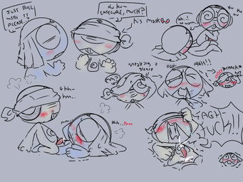 blindfold blush bodily_fluids cowgirl_position cum cum_inside cumshot duo ejaculation from_front_position genital_fluids grey_background heart_symbol male male/male on_bottom on_top orgasm penetration penile penile_penetration profanity sex simple_background yeetymcbeet sgt._frog dororo_(sgt._frog) kururu amphibian frog humanoid keronian 4:3 hi_res