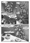 anthro breasts comic english_text female generation_4_pokemon greyscale lagomorph lopunny mammal monochrome nintendo pokemon pokemon_(species) rael_bunni_(character) s-nina solo text