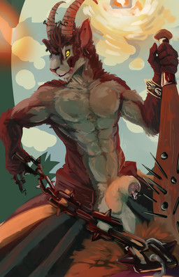 anthro chain clothing erection foreskin genitals grin horn male nude penis smile solo tail tongue tongue_out underwear yamithaboi deadlock_(game) valve billy_(deadlock) bat bovid caprine goat mammal absurd_res hi_res