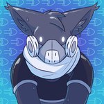 ambiguous_gender anthro gas_mask glowing glowing_eyes latex mask scarf freaxorz xor_(freaxorz) domestic_cat felid feline felis living_latex mammal male_(lore)