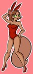 2024 alternate_costume anthro arms_bent bare_shoulders big_eyes big_tail biped black_eyebrows black_eyes breasts brown_body brown_ears brown_fur brown_hair brown_tail bunny_costume clothed clothing costume dark_lipstick digital_drawing_(artwork) digital_media_(artwork) domestic_cat ear_piercing ear_ring easter eyebrow_through_hair eyebrows eyelashes eyeshadow fake_ears fake_rabbit_ears felid feline felis female fingers footwear frilly frilly_clothing frilly_leotard front_view full-length_portrait fur glistening glistening_eyes gold-white-kott green_sclera hair hand_behind_head hi_res high_heels holidays lackadaisy leotard light_body light_clothing light_fur light_leotard lips lipstick long_eyelashes looking_at_viewer makeup mammal medium_breasts mitzi_may monotone_background monotone_body monotone_fur monotone_hair mouth_closed outline piercing pink_background pink_inner_ear pink_nose pinup plantigrade portrait pose prick_ears purple_eyeshadow red_clothing red_footwear red_high_heels red_leotard red_lipstick ring_piercing shoes short_hair simple_background small_nose solo standing strapless_clothing strapless_leotard tail thick_thighs translucent translucent_hair white_outline