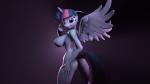 16:9 3d_(artwork) anthro anthrofied breasts digital_media_(artwork) equid equine feathered_wings feathers female friendship_is_magic hasbro hi_res hooves-art horn looking_at_viewer looking_back mammal my_little_pony mythological_creature mythological_equine mythology nipples nude purple_body purple_feathers solo source_filmmaker_(artwork) twilight_sparkle_(mlp) widescreen winged_unicorn wings