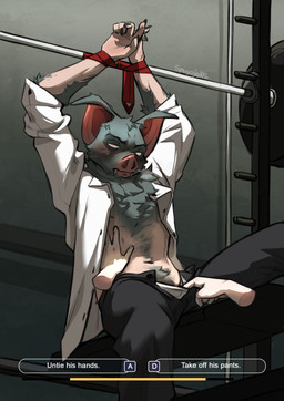 5_fingers ambiguous_gender anthro arm_tuft arms_above_head arms_bent barbell bdsm big_ears biped black_blush black_bottomwear black_clothing black_eyebrows black_pants blush blush_lines bondage bottomwear bound breath chest_tuft clothed clothed_anthro clothed_male clothing clothing_pull cross-popping_vein dark_fingernails dark_nails disembodied_hand dominant dominant_ambiguous duo empty_eyes eyebrows fangs fingernails fingers front_view fur fur_patch gameplay_mechanics grey_body grey_fur grey_pubes grey_text grey_tuft hands_above_head hands_tied head_tuft humanoid_hands inside light_body light_fur light_skin long_fingernails male male/ambiguous male_anthro monotone_bottomwear monotone_clothing monotone_necktie monotone_pants monotone_shirt monotone_topwear monotone_underwear mouth_closed multicolored_body nails narrowed_eyes navel necktie open_bottomwear open_clothing open_pants open_shirt open_topwear pants partially_clothed partially_clothed_anthro partially_clothed_male pink_inner_ear pink_nose pubes red_necktie shirt solo_focus spread_legs spreading submissive submissive_anthro submissive_male tan_body tan_skin teeth text topwear tuft two_tone_body underwear underwear_pull white_clothing white_eyes white_shirt white_text white_topwear white_underwear spuydjeks dispatch sonar_(dispatch) bat mammal wingless_bat 2025 artist_name digital_drawing_(artwork) digital_media_(artwork) english_text hi_res portrait shaded three-quarter_portrait