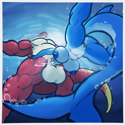 anthro balls big_balls big_breasts bodily_fluids breasts cum duo fellatio female genital_fluids genitals male male/female nipple_piercing nipples nude_anthro oral penile piercing sex size_difference swimming tail underwater vaginal_fluids water wide_hips gwyvern aria_(neracoda) g'aad_rylek aquatic fish lizard reptile scalie shark 1:1 hi_res