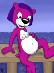 anthro barefoot black_nose breasts feet female fur genitals hair nipples overweight overweight_anthro overweight_female purple_body purple_fur purple_hair pussy solo young young_anthro young_female omatic pb_and_j_otter jelly_otter mammal mustelid otter 3:4