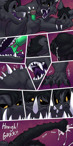 3_heads animal_genitalia animal_penis anthro back_spikes ball_tuft balls big_balls big_penis black_hair black_sclera bodily_fluids cum cumshot drinking_potion ejaculation equine_genitalia equine_penis erection fangs flared_penis fur genital_fluids genitals grin growth hair huge_balls huge_penis hybrid_genitalia hybrid_penis hyper hyper_balls hyper_genitalia hyper_penis knot knotted_equine_penis knotted_penis long_neck male multi_head muscle_growth muscular muscular_anthro muscular_male pecs penis sabertooth_(anatomy) smile solo spikes spikes_(anatomy) teeth transformation tuft doost european_mythology greek_mythology mythology lux_mori dragon furred_dragon furred_scalie hydra mythological_creature mythological_scalie scalie absurd_res comic hi_res