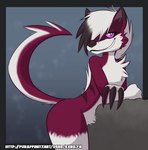 bangs claws female feral raised_tail simple_background smile smiling_at_viewer smirk smirking_at_viewer solo tail kerilyn nintendo pokemon generation_5_pokemon generation_7_pokemon hybrid liepard lycanroc midnight_lycanroc pokemon_(species) 2021 hi_res