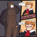 anthro comic_panel duo erection male muscular muscular_male nude photo_shoot goodboyhachi blacksad john_blacksad weekly domestic_cat felid feline felis mammal mustelid musteline true_musteline weasel absurd_res hi_res