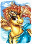 absurd_res brown_eyes clothing equid equine eyewear feathered_wings feathers female feral friendship_is_magic fur goggles hair hasbro hi_res lupiarts mammal my_little_pony mythological_creature mythological_equine mythology orange_hair pegasus skinsuit solo spitfire_(mlp) tight_clothing wings wonderbolts_(mlp) yellow_body yellow_fur zipper