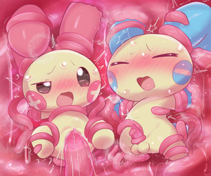 balls blush bodily_fluids chibi cum cumshot duo ejaculation eyes_closed female female_penetrated genital_fluids genitals looking_pleasured male motion_lines open_mouth penetration penis restrained restrained_by_tentacles sex tapering_penis tentacle_around_arm tentacle_around_ear tentacle_around_leg tentacle_in_vagina tentacle_penetration tentacle_pit tentacle_sex tentaclejob tentacles vaginal vaginal_penetration yellow_body badwingm nintendo pokemon generation_3_pokemon minun plusle pokemon_(species) hi_res