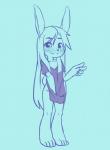 anthro bottomless clothed clothing female freckles hair long_hair solo young young_anthro pettankon lagomorph leporid mammal rabbit hi_res monochrome