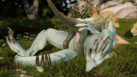 animal_genitalia anthro duo erection feral feral_on_feral feral_penetrated feral_penetrating feral_penetrating_feral genital_slit genitals grass kissing lying male male/male on_back open_mouth penetration plant sex slit_penetration slit_play tallion capcom monster_hunter warhammer_(franchise) warhammer_fantasy fanged_wyvern jagras scalie skink_(warhammer_fantasy) 16:9 3d_(artwork) digital_media_(artwork) hi_res widescreen