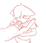 anthro anthro_on_feral anthro_penetrated bestiality blush blush_lines bodily_fluids drooling duo ears_down fellatio feral feral_penetrating feral_penetrating_anthro genitals handjob heart_eyes heart_symbol holding_other holding_penis lying male male/male nipples on_back on_front oral penetration penile penis pivoted_ears saliva sex shy sweat ssdh salty_(ssdh) canid canine canis domestic_cat domestic_dog felid feline felis mammal