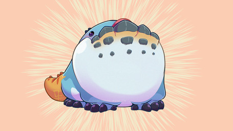 4_toes ambiguous_feral ambiguous_gender blue_body blue_eyes blue_skin blush blush_lines claws feet feral instagram_logo light logo motion_lines mouth_closed multicolored_body multicolored_skin orange_spines orange_tail patreon_logo pink_tongue purple_claws quadruped simple_background solo standing tail tail_spines tan_background toe_claws toes tongue two_tone_tail white_body white_skin gaelfox capcom instagram monster_hunter patreon dodogama fanged_wyvern 2024 artist_logo colored digital_drawing_(artwork) digital_media_(artwork) english_description hi_res lighting shaded