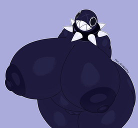 areola big_breasts biped black_body breasts collar female front_view genitals huge_breasts huge_thighs hyper hyper_breasts monotone_body nipples not_furry nude nude_female scar sharp_teeth simple_background small_head solo spiked_collar spikes teeth text thick_thighs vulva wide_hips tha_randomu mario_bros nintendo gigi_(thecoatl034) chain_chomp humanoid 2026 absurd_res artist_name digital_drawing_(artwork) digital_media_(artwork) hi_res