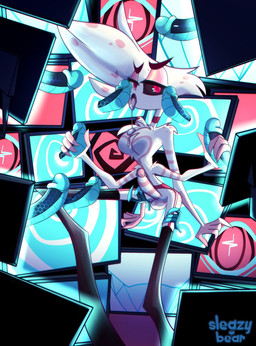 balls big_penis black_sclera chest_tuft clothing disembodied_penis electronics erection femboy for_a_head fur garter_belt garter_straps genitals group hand_on_leg hand_on_thigh handjob hypnosis hypnosis_fetish hypnotic_device hypnotic_eyes hypnotic_screen legwear licking machine male male/male mind_control multi_limb multicolored_body multicolored_fur non-euclidean_sex oral penile penis penis_everywhere penis_lick portal portal_sex screen sex solo_focus stockings television thinking_with_portals tongue tongue_out tuft two_tone_body two_tone_fur white_body white_fur sleazy_bear hazbin_hotel hellaverse angel_dust vox_(hazbin_hotel) animal_humanoid arachnid arachnid_humanoid arthropod arthropod_humanoid demon humanoid object_head robot spider_humanoid 2021 hi_res