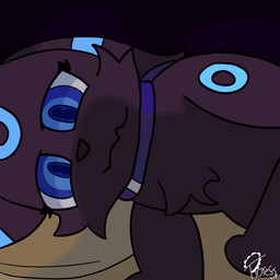 bed blue_eyes female feral furniture happy smile floresjr nintendo pokemon breel_(infinitydoom) eeveelution generation_2_pokemon pokemon_(species) umbreon 1:1