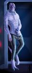 animal_genitalia bodily_fluids clothed clothing erection genital_fluids genital_slit genitals holding_penis looking_at_viewer male nude partially_clothed penis precum solo standing topless essence_of_rapture bioware electronic_arts mass_effect alien turian hi_res