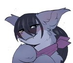 blush drunk heterochromia kerchief male smile solo substance_intoxication snowstormbat hasbro my_little_pony midnight_snowstorm bat_pony equid mammal hi_res