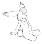 1990s_theme anthro female kemono looking_pleasured masturbation solo enneko osamu_tezuka the_amazing_3 captain_bokko lagomorph leporid mammal rabbit monochrome