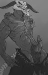 bone bone_tail clothed clothing erection genitals male muscular penis skull skull_head solo topless porkloinchops dark_souls fromsoftware capra_demon demon hi_res