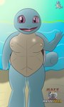 anthro beach big_breasts bikini blue_body blue_skin breasts brown_shell clothing female purple_eyes sand seaside shell sky solo sun swimwear tail two-piece_swimsuit water markabsolgold nintendo pokemon animal_humanoid generation_1_pokemon humanoid pokemon_(species) reptile reptile_humanoid scalie scalie_humanoid squirtle turtle turtle_humanoid 3:5