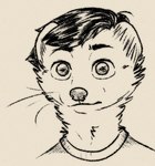 anthro dark_hair male solo moustelot emile_(moustelot) least_weasel mammal mustelid musteline true_musteline weasel 2024 digital_drawing_(artwork) digital_media_(artwork) line_art monochrome portrait