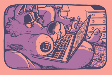 anthro armpit_hair bed body_hair breasts casual_masturbation cellphone clothing computer dresser duo electronics female furniture lamp laptop male male/female masturbation nipple_piercing nipples pajamas penile penile_masturbation phone piercing puffy_nipples snout critterdome youtube canid canine canis mammal wolf