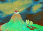ambiguous_gender anthro building duo halo hand_holding hill house outside pointy_ears prick_ears surrealism toony white_body plastiboo domestic_cat felid feline felis mammal