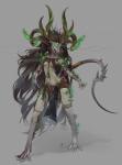 ambiguous_gender anthro bottomwear claws clothed clothing duo female female_focus glowing hair horn jewelry loincloth long_hair macro solo_focus spikes thorns translucent translucent_clothing warpstone kiguri clan_sniek warhammer_(franchise) warhammer_fantasy the_horned_rat verminqueen deity demon mammal rodent skaven absurd_res hi_res smaller_version_at_source