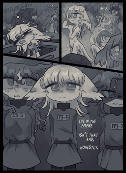 adolescent adolescent_anthro alarm_clock areola barracks bathing black_border border breasts clock clothed clothing communal_shower female flat_chested fur group hair id_number military military_clothing military_uniform nude nude_female number_on_clothing numbered_tag shower shower_room showering showering_together small_breasts text uniform waking_up wet wet_body wet_fur wet_hair young sinnerpen rimworld canid canine fox hybrid mammal true_fox unknown_species comic english_text hi_res monochrome